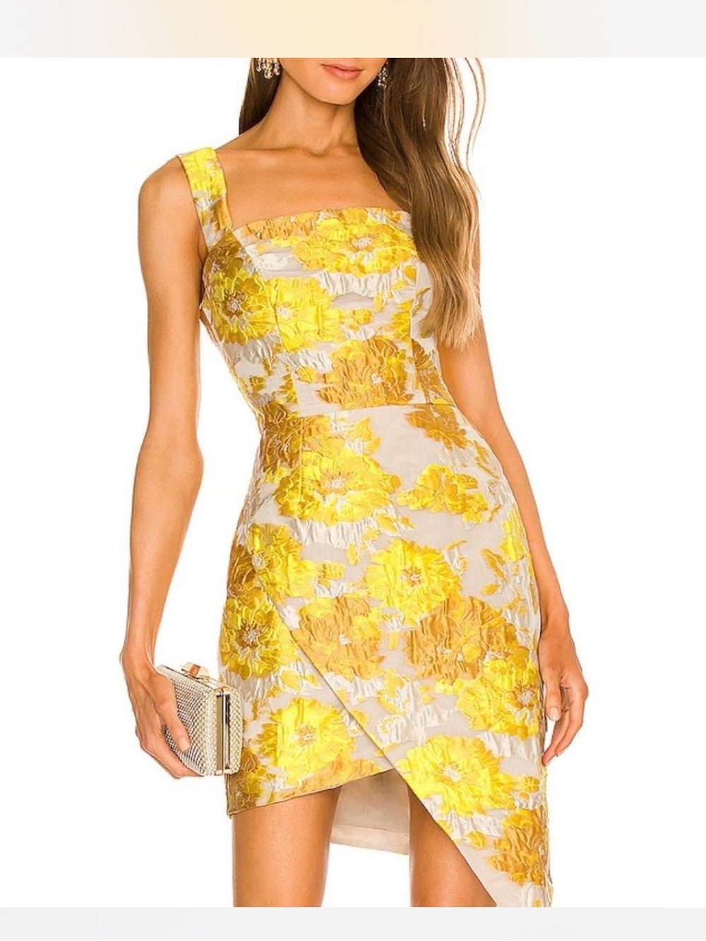 Elliatt Yellow Floral One-Shoulder Asymmetric Dress Xs